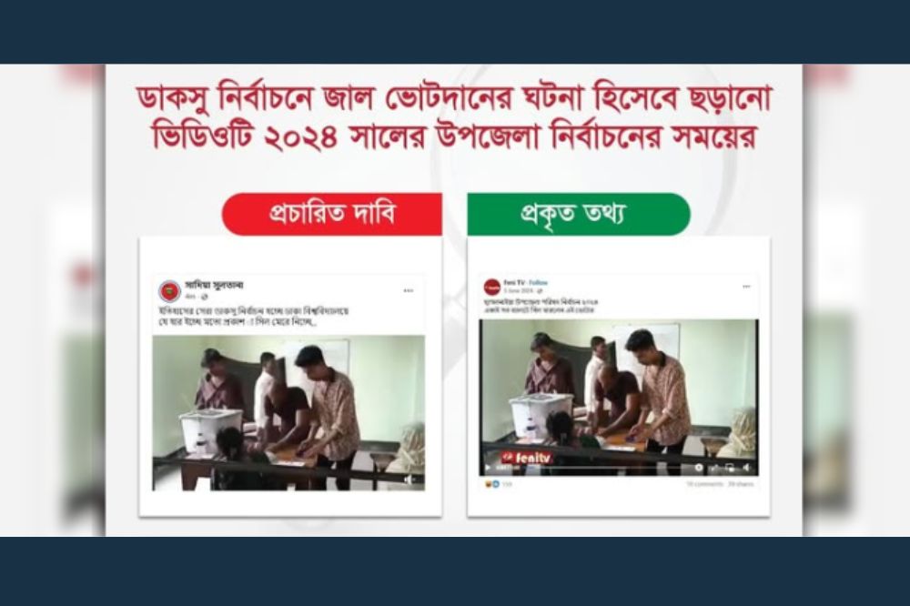 ডাকসু নির্বাচনে জাল ভোটদানের ঘটনা হিসেবে ছড়ানো ভিডিওটি ২০২৪ সালের উপজেলা নির্বাচনের সময়ের